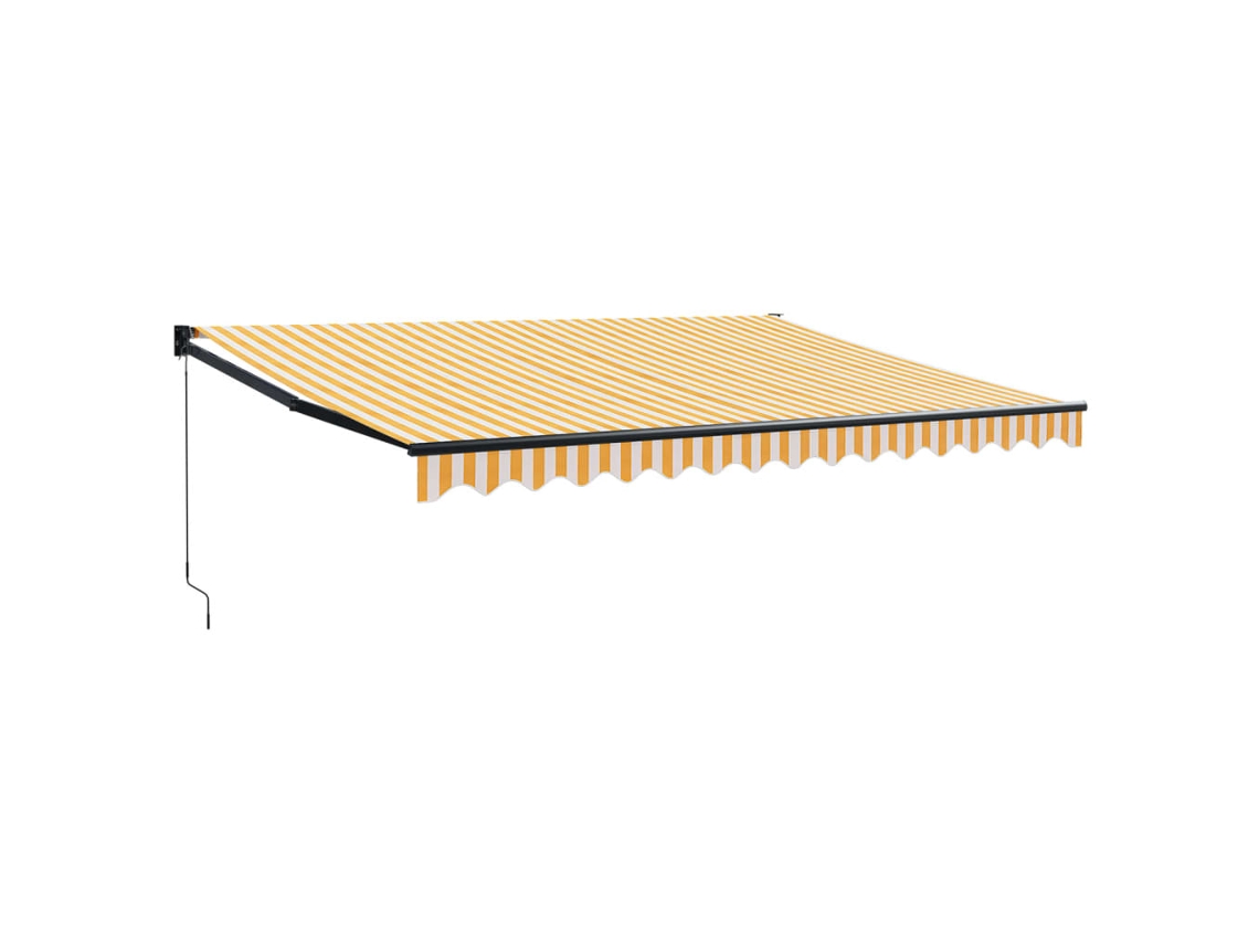 Toldo Retrátil 4.5X3 M Tecido e Alumínio Amarelo e Branco VIDAXL