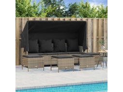 Vidaxl 5 Pcs Conjunto Sofás De Jardim C/ Almofadões Vime Pe Cinzento