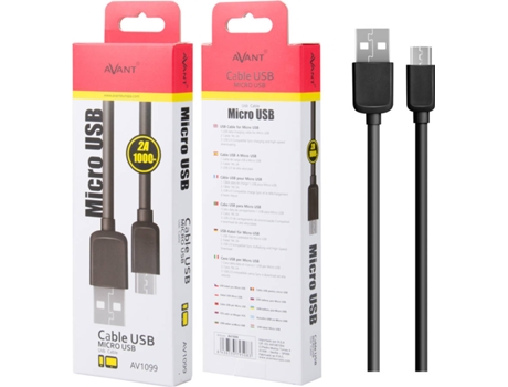 Cabo AVANT CONNECT AV1099N (USB - MicroUSB - 1m - Preto)