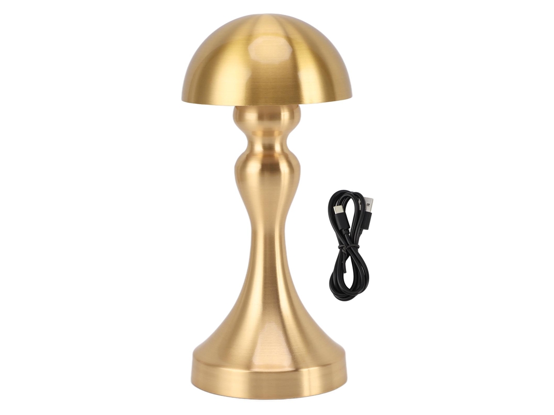 Lâmpada de Mesa Sem Fio Led 1800mah Recarregável com Controle Táctil Portátil Design Cônico Ouro | S/MARCA