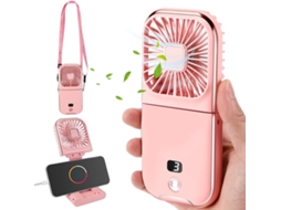 Ventilador portátil, powerbank 3000 Mah, mini, recarregável via usb, com visor digital, 4 modos, silencioso e dobrável BRILVIBERA