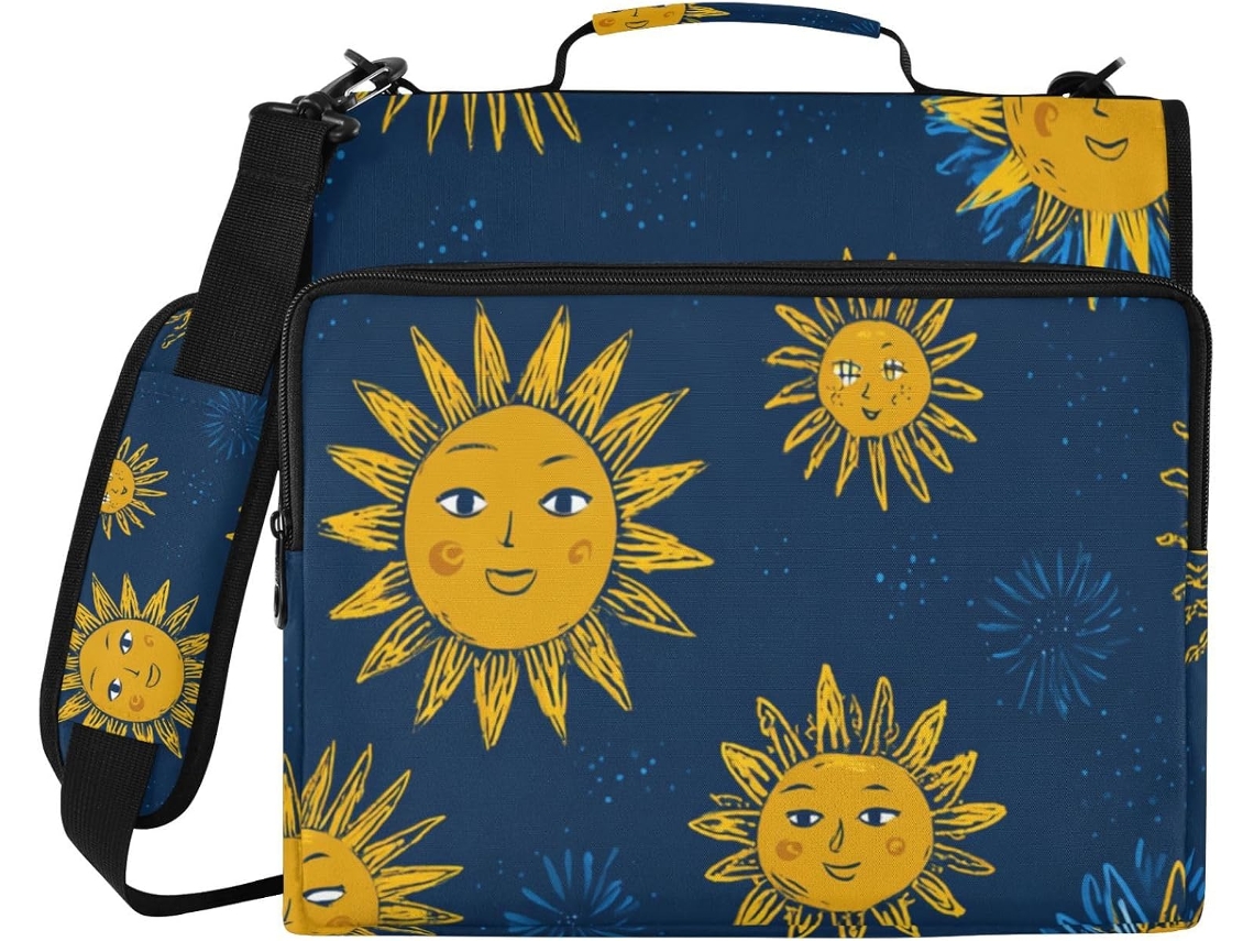 Macarrão divertido com estampa de sol africano em azul marinho, 1,5 polegadas, 3 aros com altura de ombro, inclui