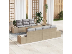 Vidaxl Conjunto De Sofá De Jardim 8 Pcs Bege E Cinza Claro Vime Pe