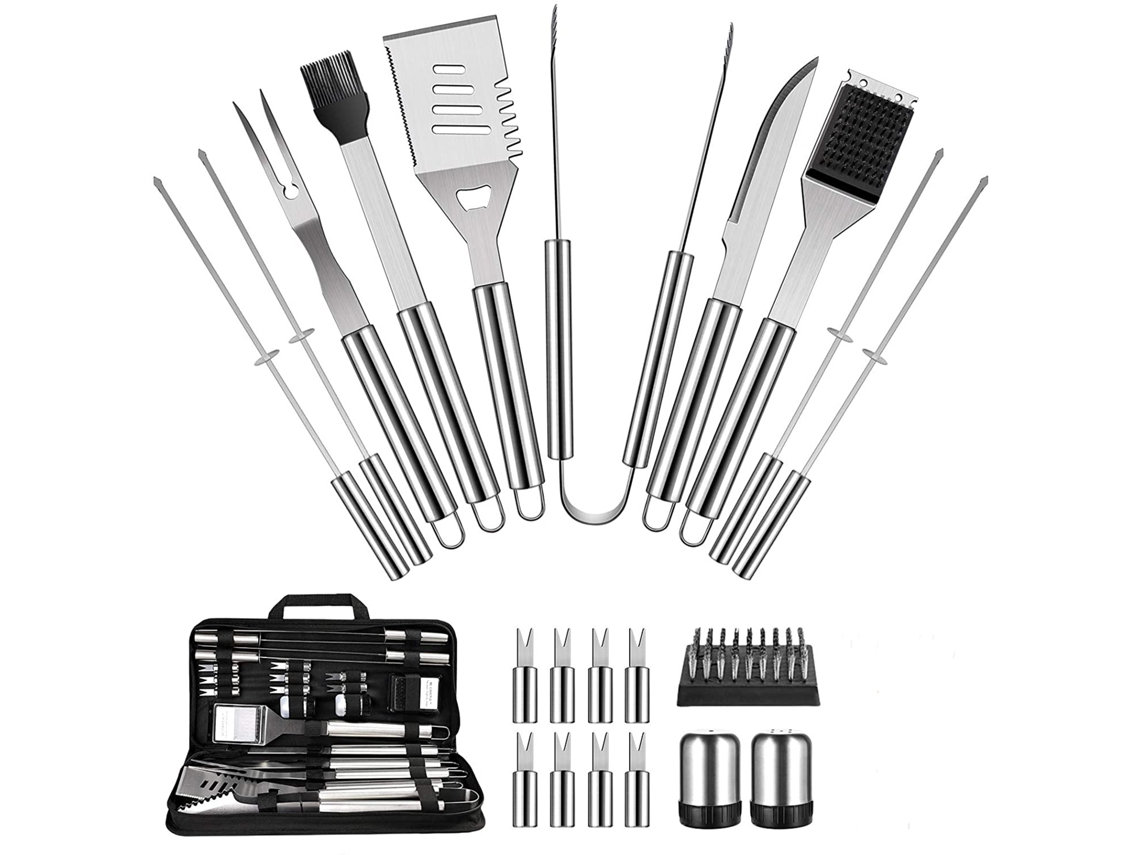 Lurelia Kit De Churrasco 22 Peças Aço Inoxidável Estojo Portátil Campismo