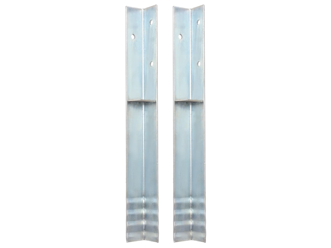 vidaXL Âncora de fixação no chão em L 2 pcs aço galvanizado 5x5x50 cm