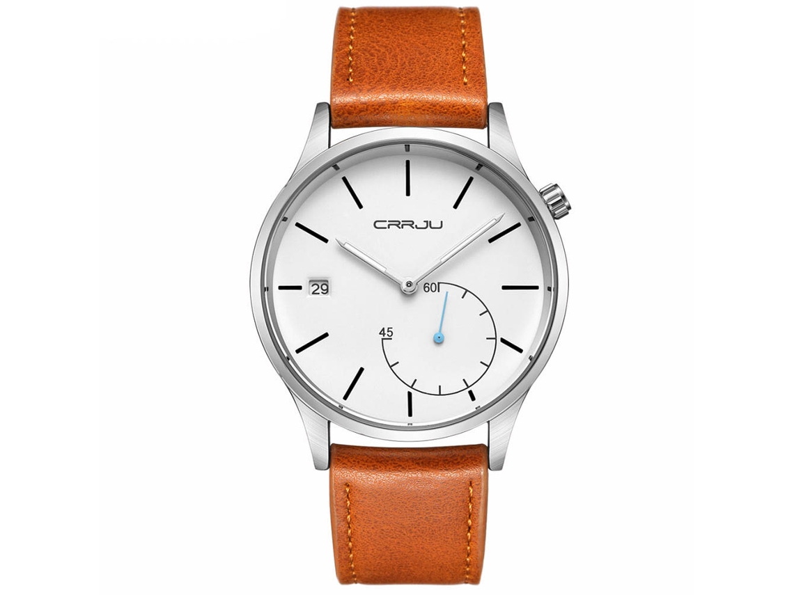 Relógio masculino moderno, à prova d'água, em metal, com pulseira ajustável (marrom e branco)