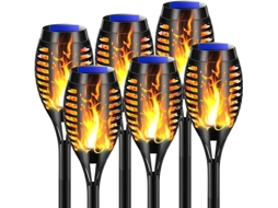 Pacote Com 6 Luzes Solares Para Áreas Externas, Luzes Solares Para Áreas Externas Com Chama Dinâmica Realista Luzes Solares Para Aquaforge