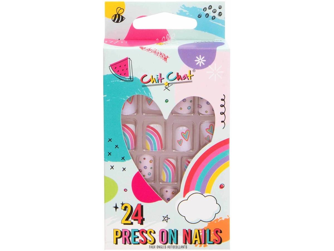 Unhas Postiças CHIT CHAT Press on Nails Rainbow Love (24 pre-glued nails)