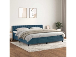 Vidaxl Cama Com Molas/colchão 200x200 Cm Veludo Azul-escuro