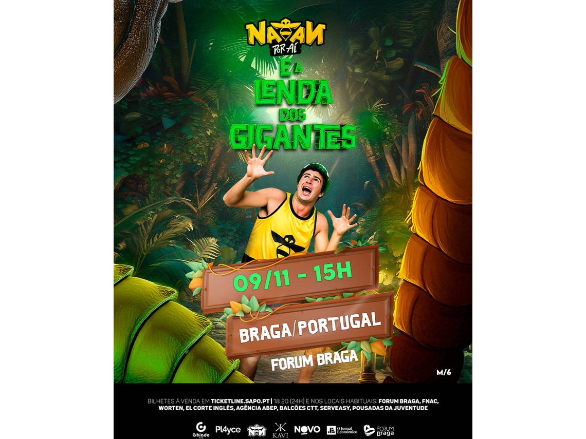 Bilhete NATAN POR AÍ E A LENDA DOS GIGANTES|BRAGA