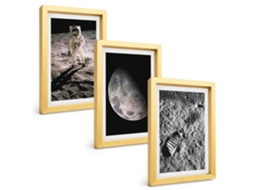 Composição De Quadros Foto De Astronauta E Lua Espelharte (3 Peças 20x30 Cm)
