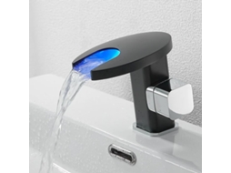 Torneira De Lavatório Em Latão Com Efeito Cascata E Led, Misturador De Água Quente/quente