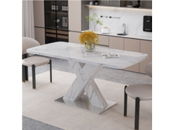 Mesa Jantar Extensível 120 160cm Mármore Branco Pés X VELTRIX