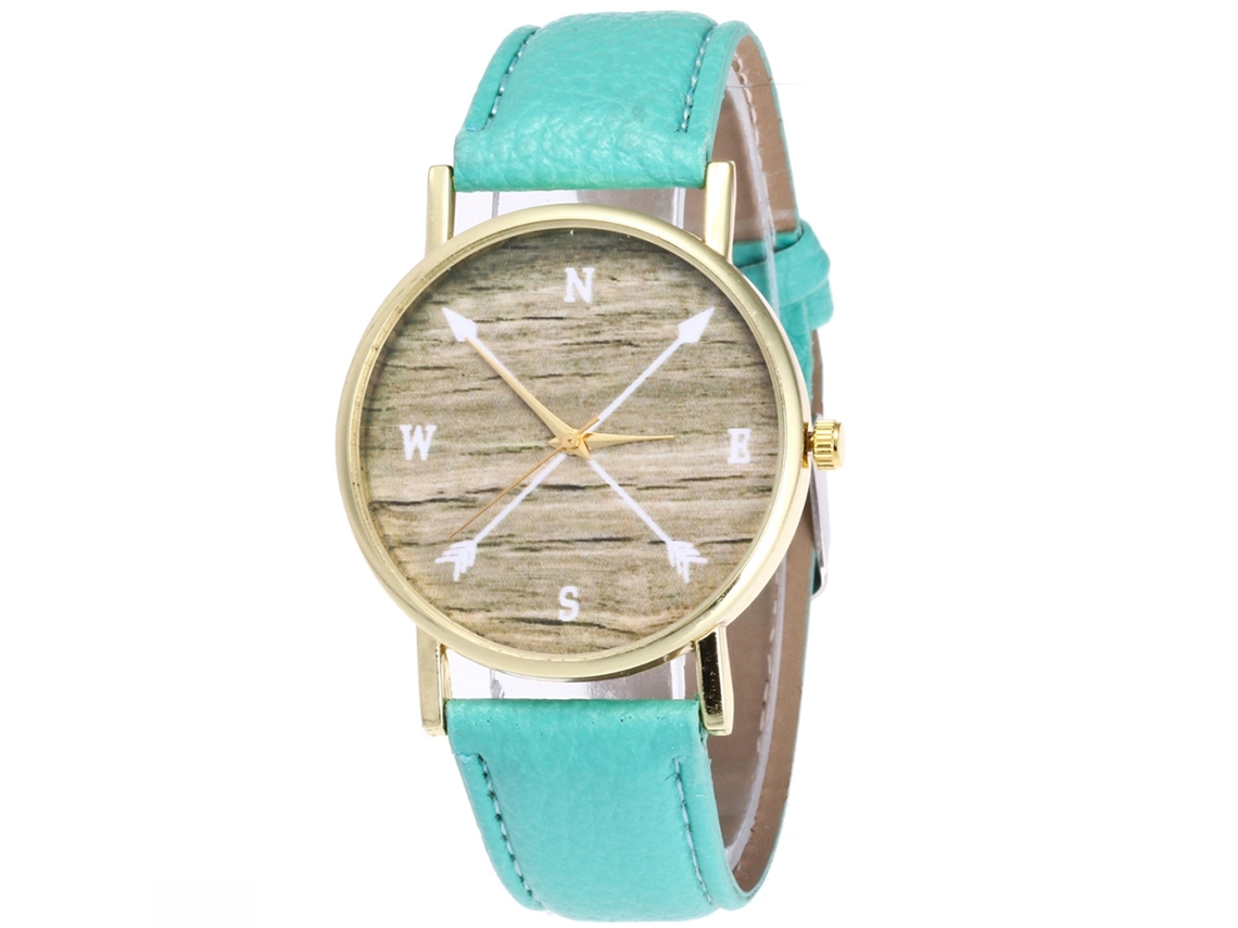 Relógio de Casal Simples Pulseira de Couro Pu com Movimento de Quartzo (menta)