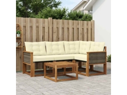 Vidaxl Conjunto De Sofás Para Exterior 5 Pcs Natural E Creme