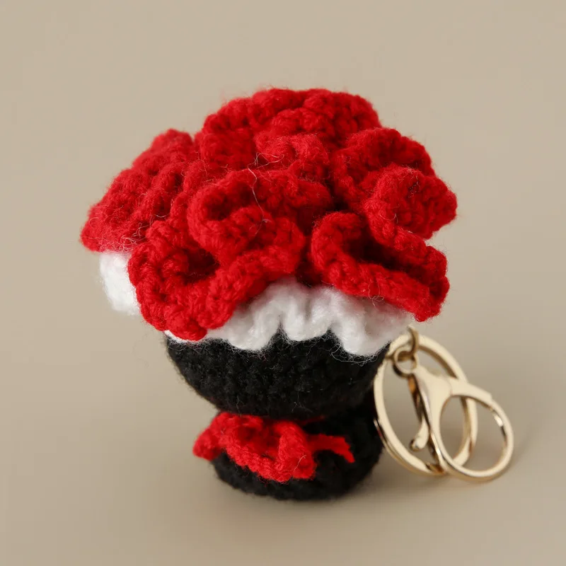 Novo Pingente De Buquê De Crochê, Chaveiro De Flor Tricotada, Mini Buquê Criativo