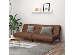 Vidaxl Sofá-cama De 2 Lugares Couro Artificial Castanho
