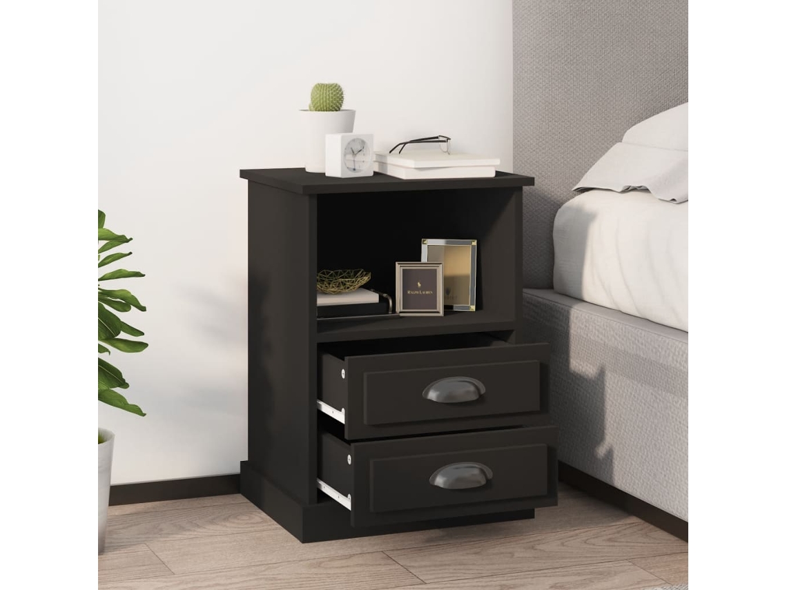 Vidaxl Mesas De Cabeceira 2 Pcs 43x36x60 Cm Preto
