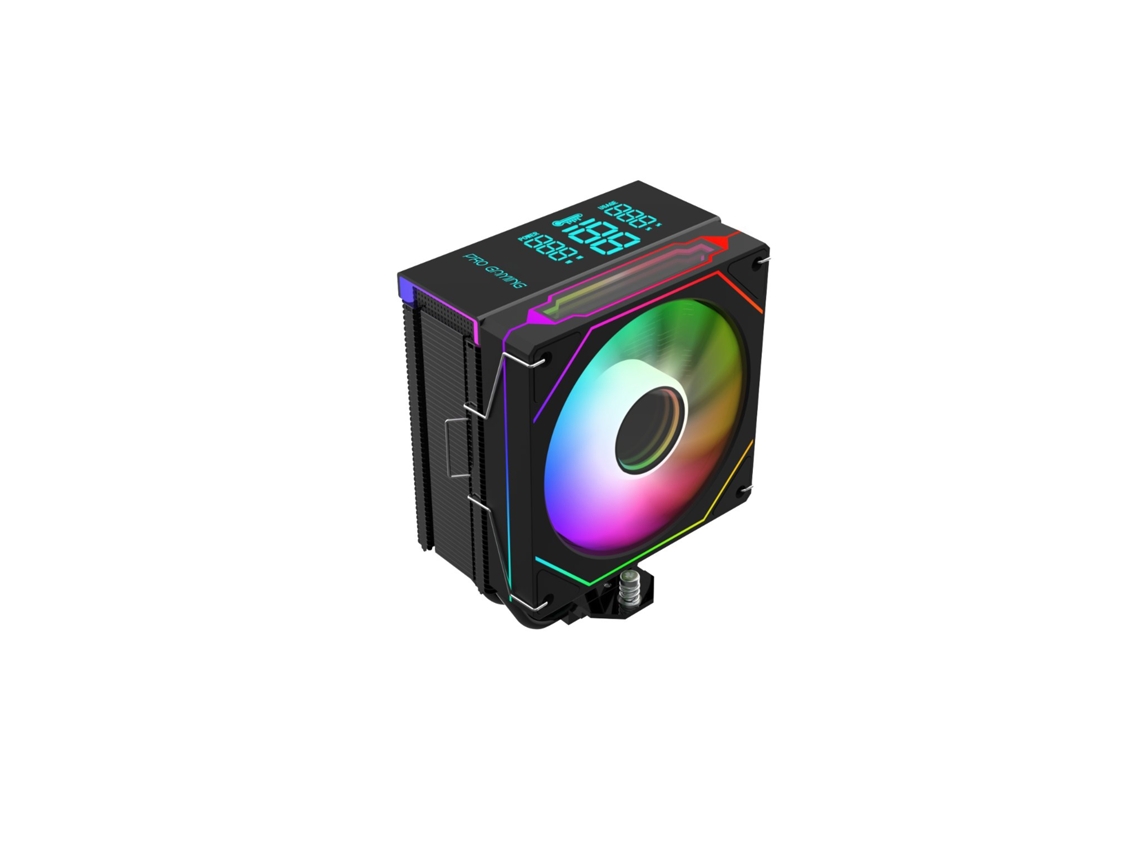 Cooler Cpu Dissipador Progaming Thermoguard Dtx 120mm Argb Infinity Mirror 5 Heatpipes Display Temp Preto
