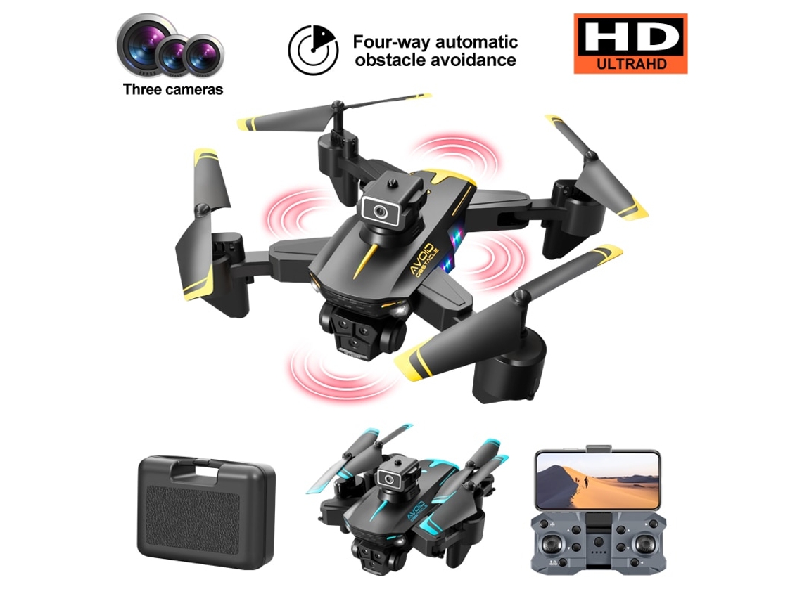 Drone Bestvite Dobrável De Quatro Eixos Para Evitar Obstáculos Ky605s (3 Baterias Duração Da Bateria 15 Min Amarelo)