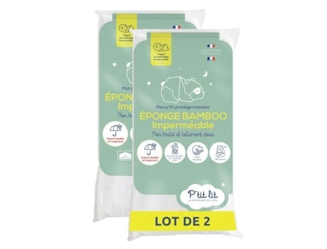 Conjunto De 2 Protetores De Colchão Para Bebê Bamboo 70x140 Cm Protetor Impermeável Viscose Suave Sem Tratamento Químico Ptit Lit