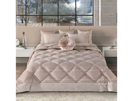 Colcha ARGILA 250x260cm Taupe com 2 Almofadas — 95% Poliéster + 5% Algodão