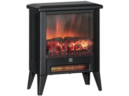 Lareira Elétrica de 1800w com Efeito de Chama em 3 Intensidades Medidas Estrutura em Metal e Vidro Dimensões: 36x21x47 Cm