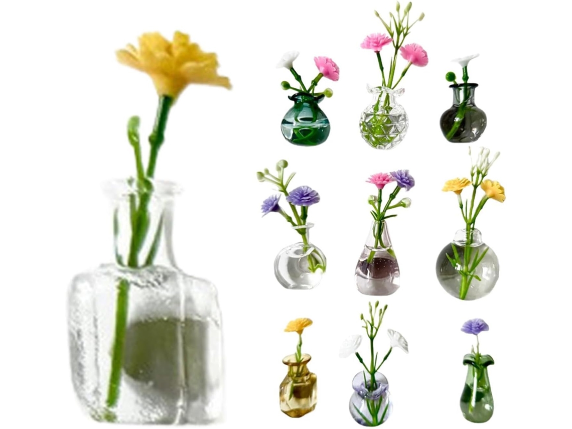 Conjunto De 10 Mini Vasos Magnéticos Com Flores | Mini