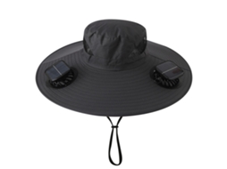 Chapéu com Ventilador Solar , Recarregável, para Pesca e Atividades Ao Ar Livre. MDUG (quadrado Cinza Escuro)