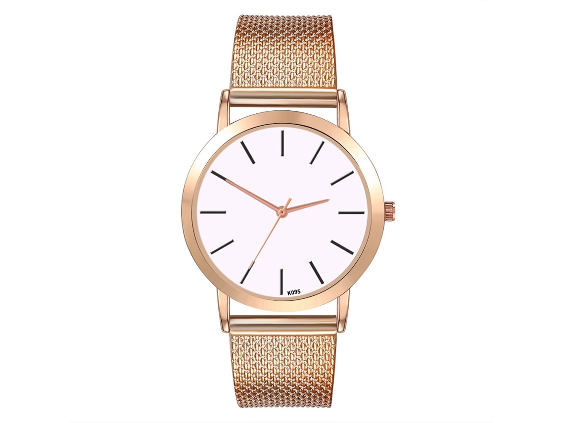 Relógio de quartzo unissex Zhoulianfa com pulseira de silicone, cor ouro rosa.
