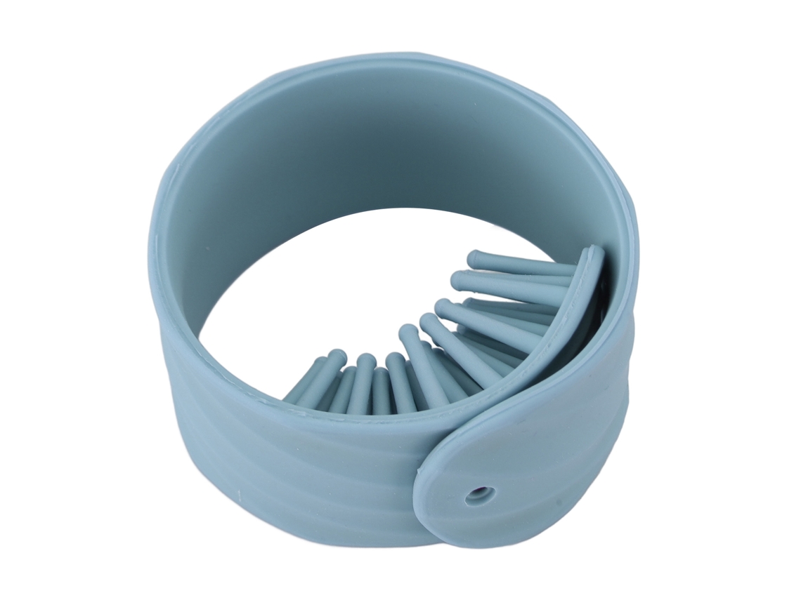 Pulseira pente de silicone portátil 2026 para massagem e desembaraço de cabelos, ferramenta de cuidados capilares azul