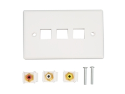Placa de Parede com 3 Conectores Rca, 1080p, Resistente CHABERLU