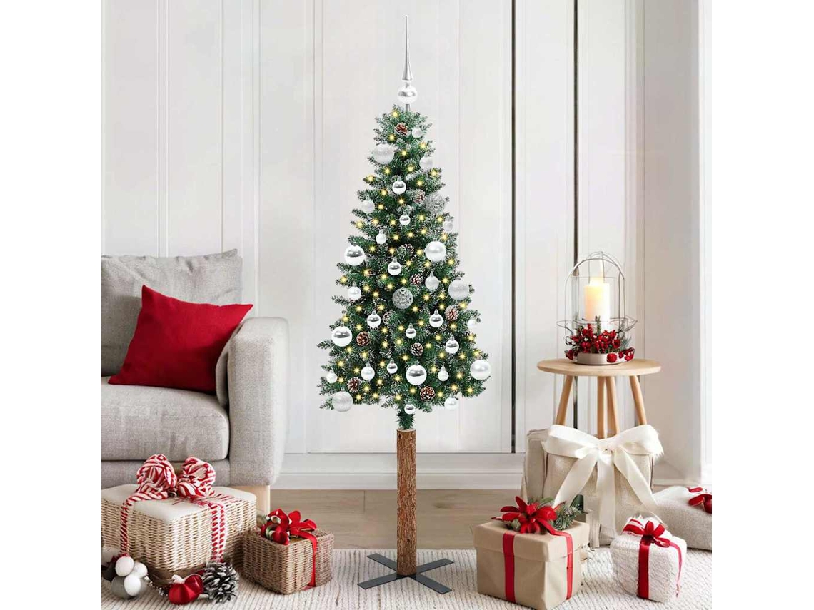 Vidaxl Árvore De Natal Slim Com 150 Leds Com Suporte Verde 150 Cm