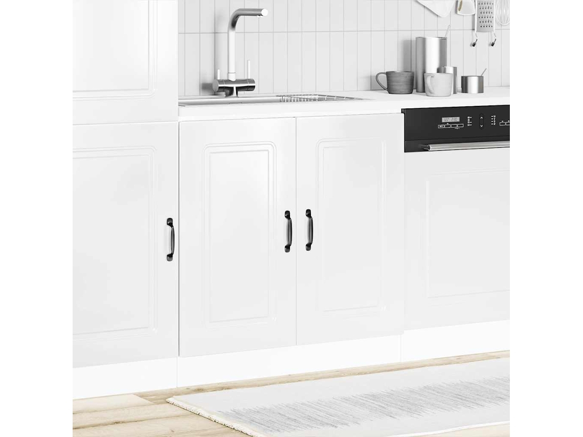 Vidaxl Armário Baixo Lavatório Kalmar Branco Alto Brilho 80x46x81,5 Cm