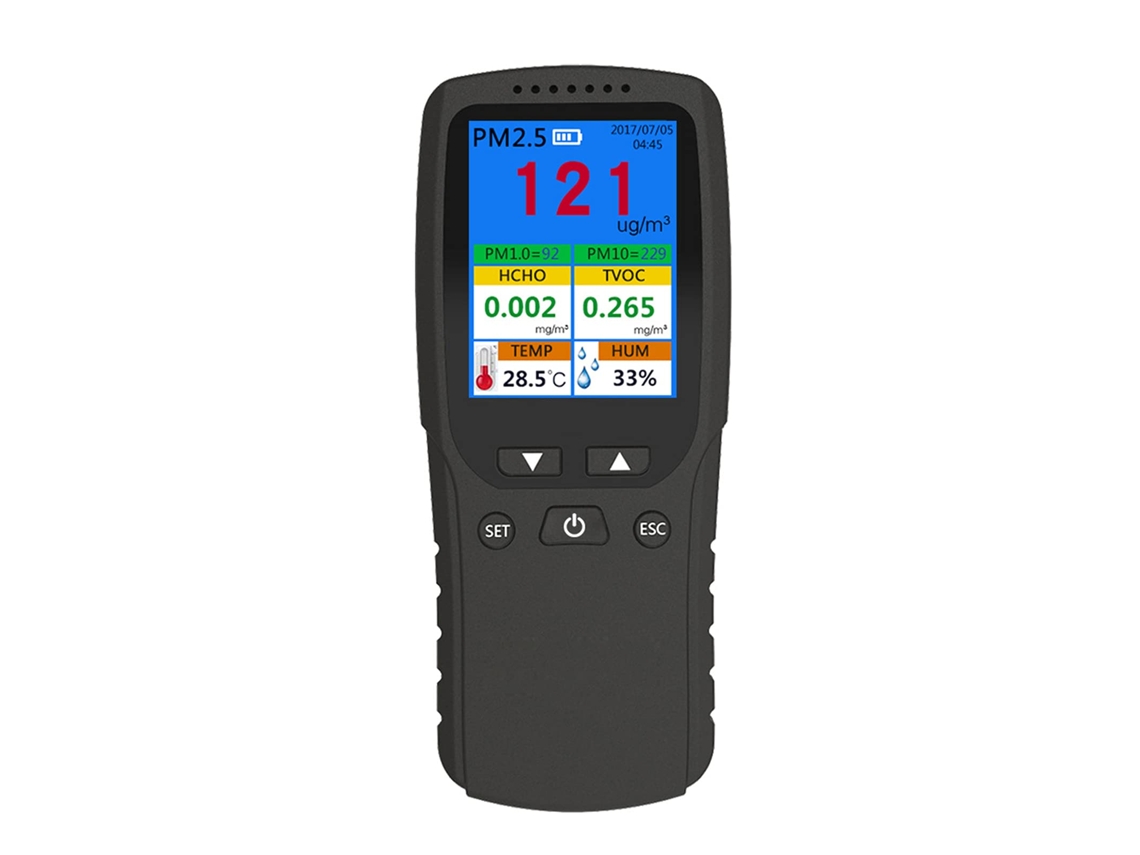 Monitor De Qualidade Do Ar 9 Em 1 Para Pm2,5, Hcho, Tvoc, Temperatura E Umidade Zeuxo