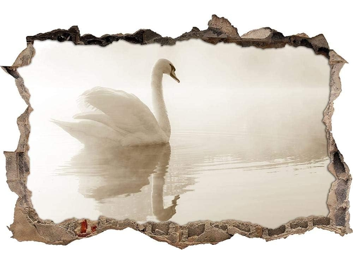 Lindo adesivo de parede Cisne na Névoa, ideal para sala de estar, quarto, cozinha, escritório, para adultos e crianças, 70x110cm