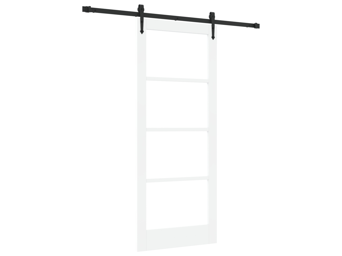 Conjunto De Porta Deslizante Branca Madeira Sólida Pinho Vidaxl Branco Madeira (83 X 202 Cm)