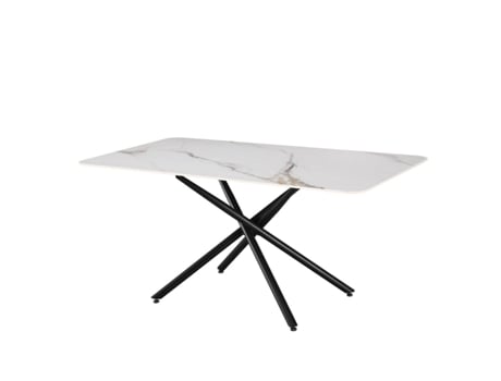 Mesa de Jantar Fixa com Acabamento em Mármore 180Cm Branco SALDOSYSTOCKS