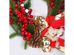 Guirlanda De Natal Laxiscreed Com Pinha, Frutas Vermelhas E Flores De Tecido Para Parede E Porta