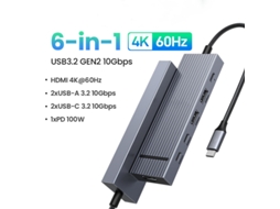 Yizhood Usb C Docking Station 10gbps 4k60hz Hdmi Usb3.2 PD100W para laptop Macbook Pro Air Ipad Android Phone cinza
