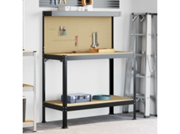 Vidaxl Bancada Preto 114 X 54 X 145 Cm Madeira Revestida E Metal