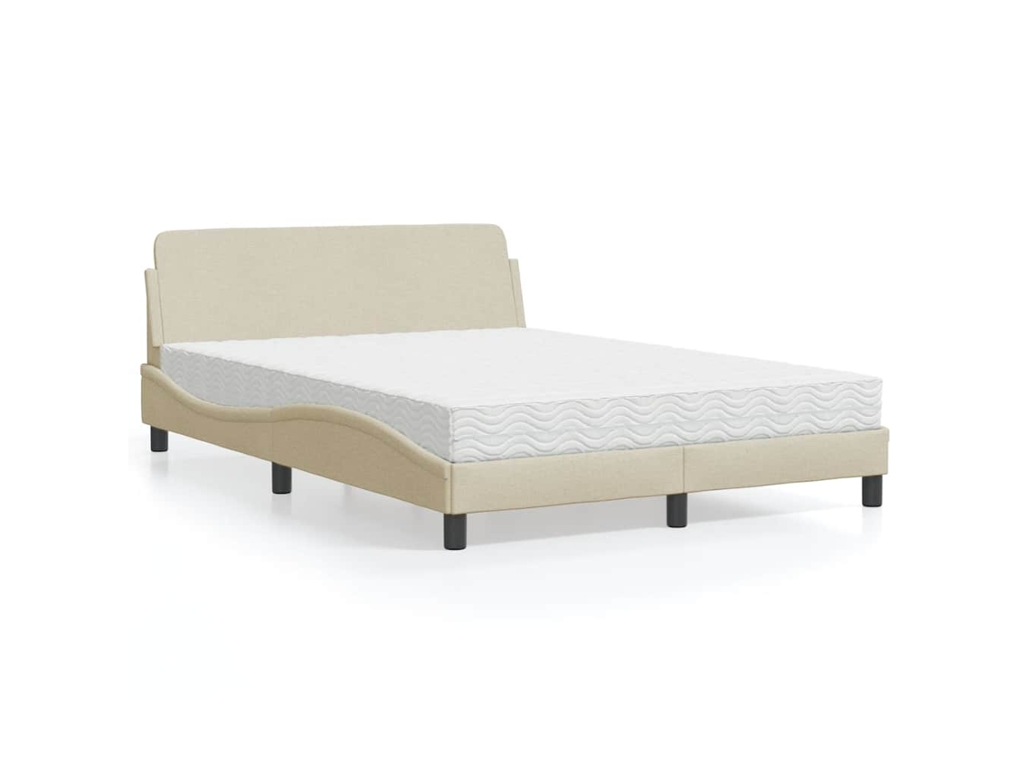 Vidaxl Cama Com Colchão Dover 120x200 Cm Tecido Cor Creme