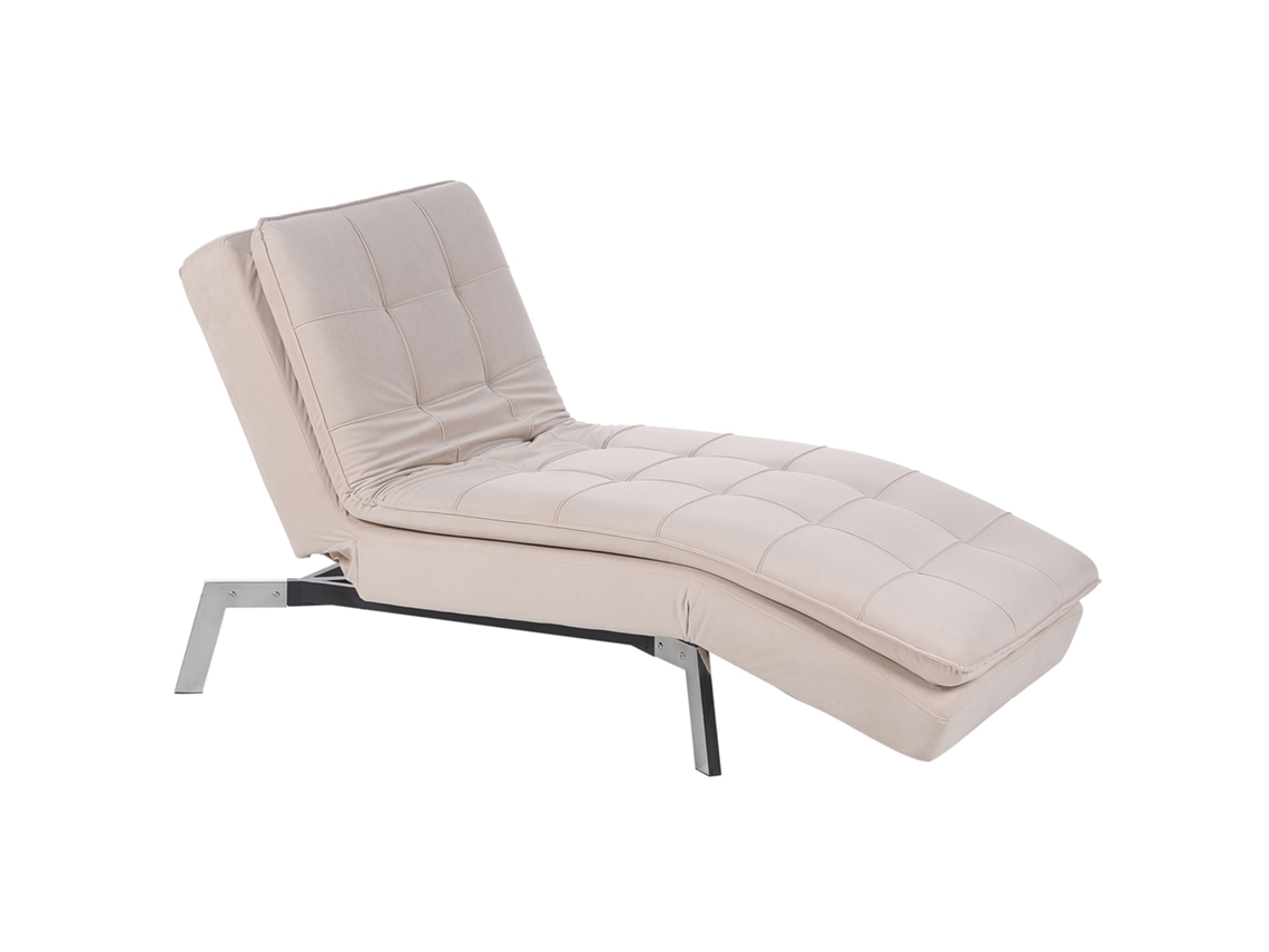 Chaise longue BELIANI Loiret de Veludo Creme 179x76x93