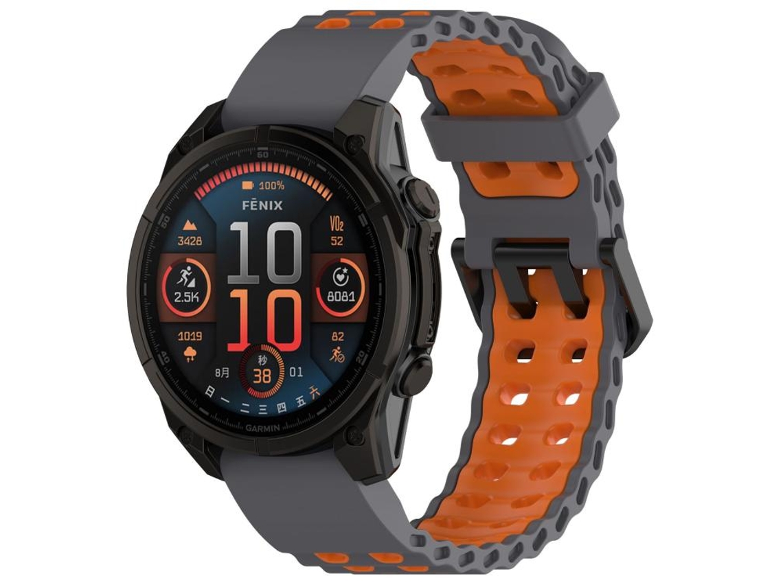 Bracelete para Garmin silicone bicolor com fivela dupla e preto e laranja XIAOMOYU (22mm)