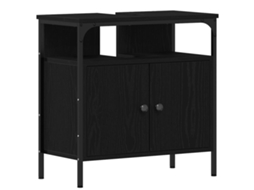 Gabinete para Pia de Banheiro Carvalho Preto 60x30x60 Cm Madeira Engenheirada MAISON EXCLUSIVE