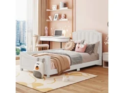 Sofa Cama 90x200cm Flanela Bege Multifuncional Com Apoios