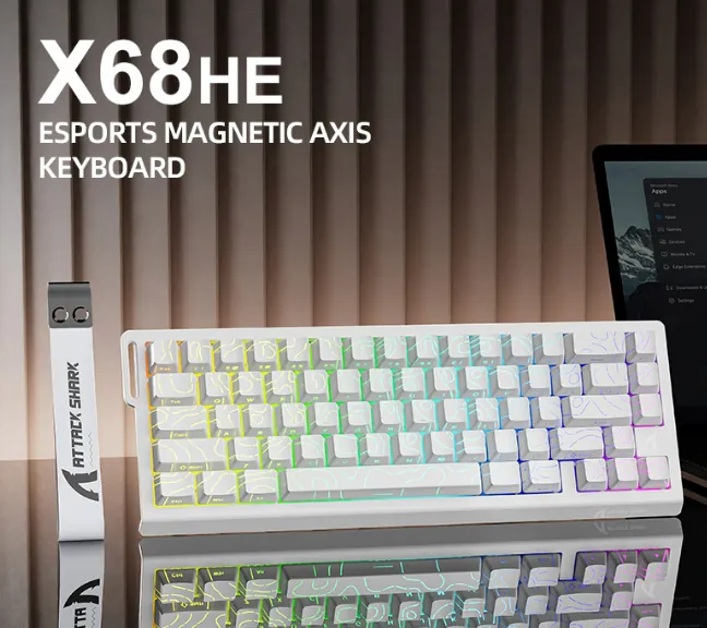 Teclado Mecânico X68he Com Cabo Rgb Com Eixo Magnético - White Contour