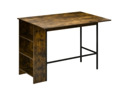 Mesa Central de Bar Ilha, Tampo Rebatível, 3 Prateleiras, Rustic Brown, 120 X 76 X 91,4 Cm | S/MARCA