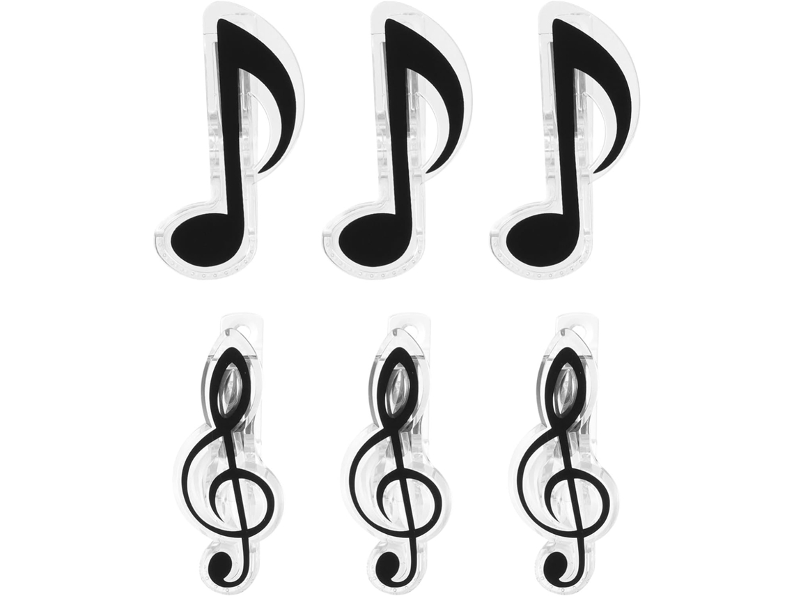 Ibasenice 6 Pinos de Notas Musicais para Partituras e Livros de Música, Design Simples, Material Plástico e Liga