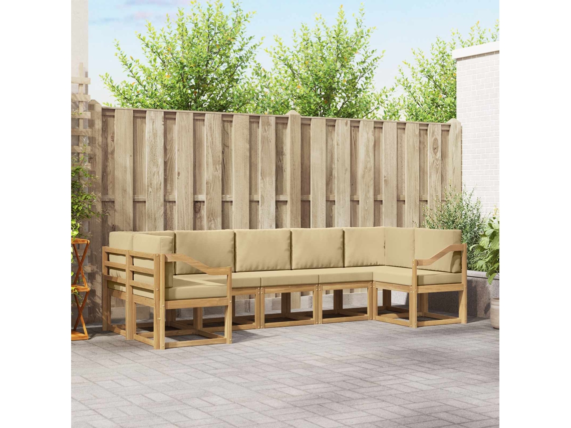 Vidaxl Conjunto De Sofás Para Exterior 7 Unid. Branco E Bege